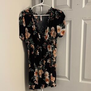 Xhilaration Black and Orange Floral Blouse